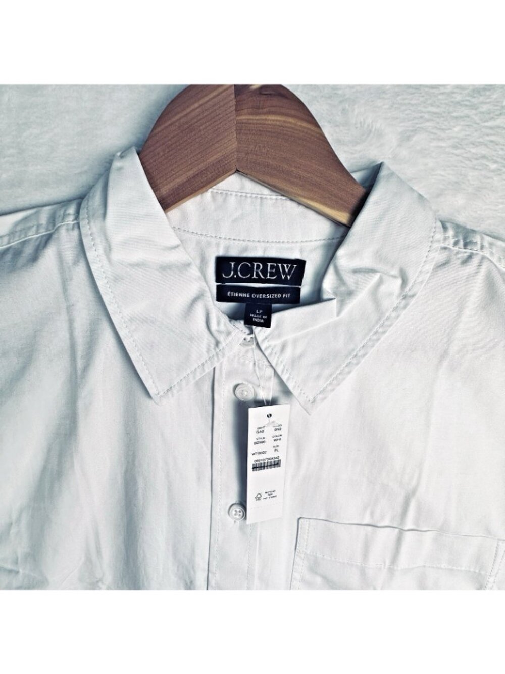 J.Crew Petite Étienne oversized shirt in lightweight Oxford White PL Button Up - Picture 4 of 16
